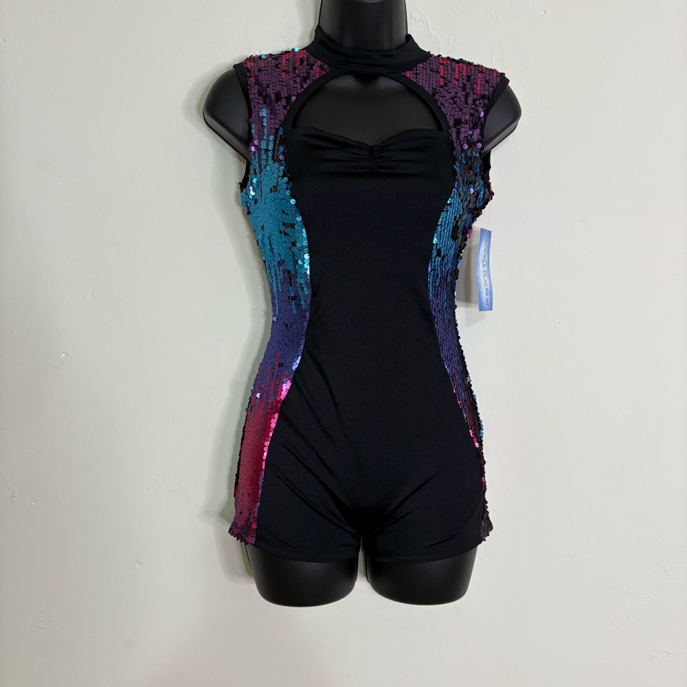 Double Platinum Putting on the Ritz Sequin Biketard - Size: Adult Small - NWT